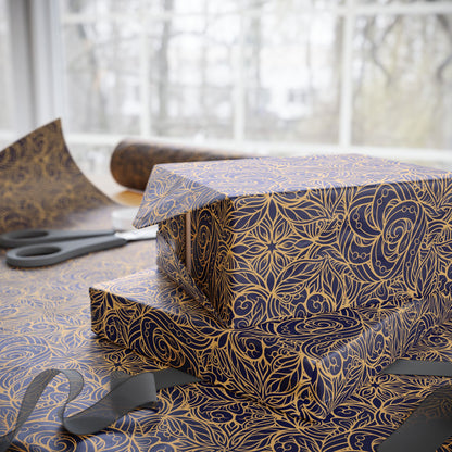 Golden Midnight Radiance Mandala Wrapping Paper