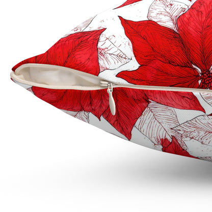 Crimson Poinsettia Sketch Basic Bedding Set