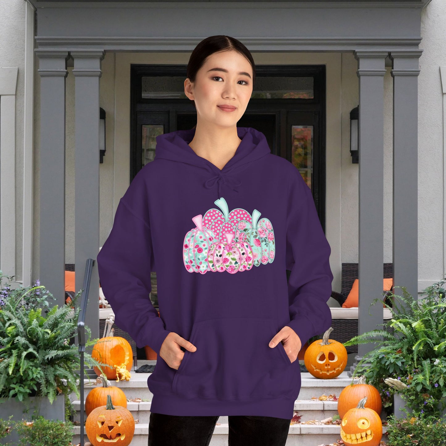 Floral Pumpkins Heavy Blend™ Hooded Sweatshirt