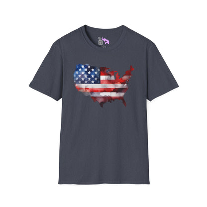 American-Shaped Flag Watercolor Adult T-Shirt