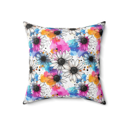 Watercolor Daisy Dream Throw Pillow