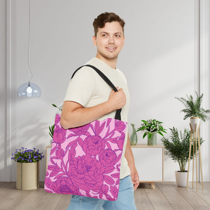 Blush Peony Garden Canvas Tote Bag