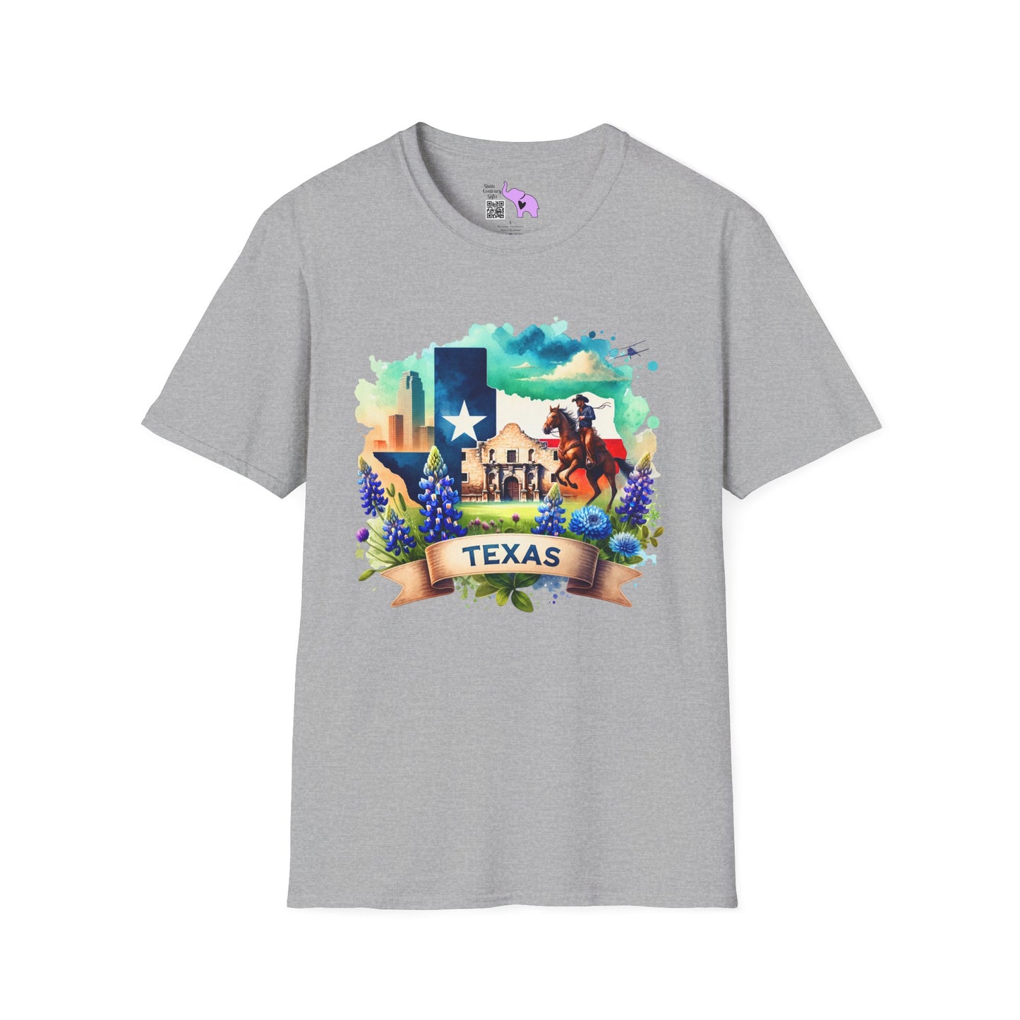 Texas Alamo & Bluebonnets Adult T-shirt