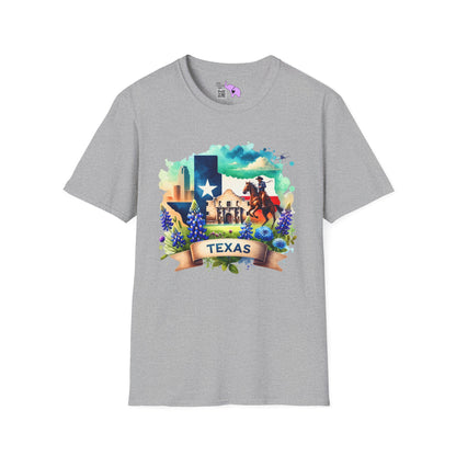 Texas Alamo & Bluebonnets Adult T-shirt
