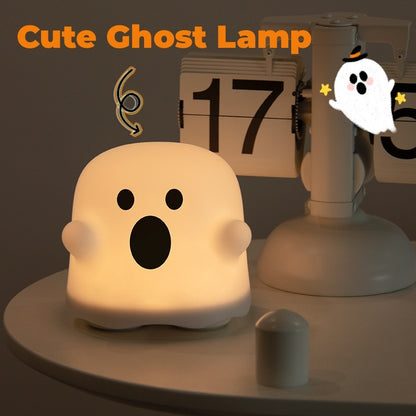 Cute Boo Ghost Silicone Bedside Night Light LED Touch Lamp