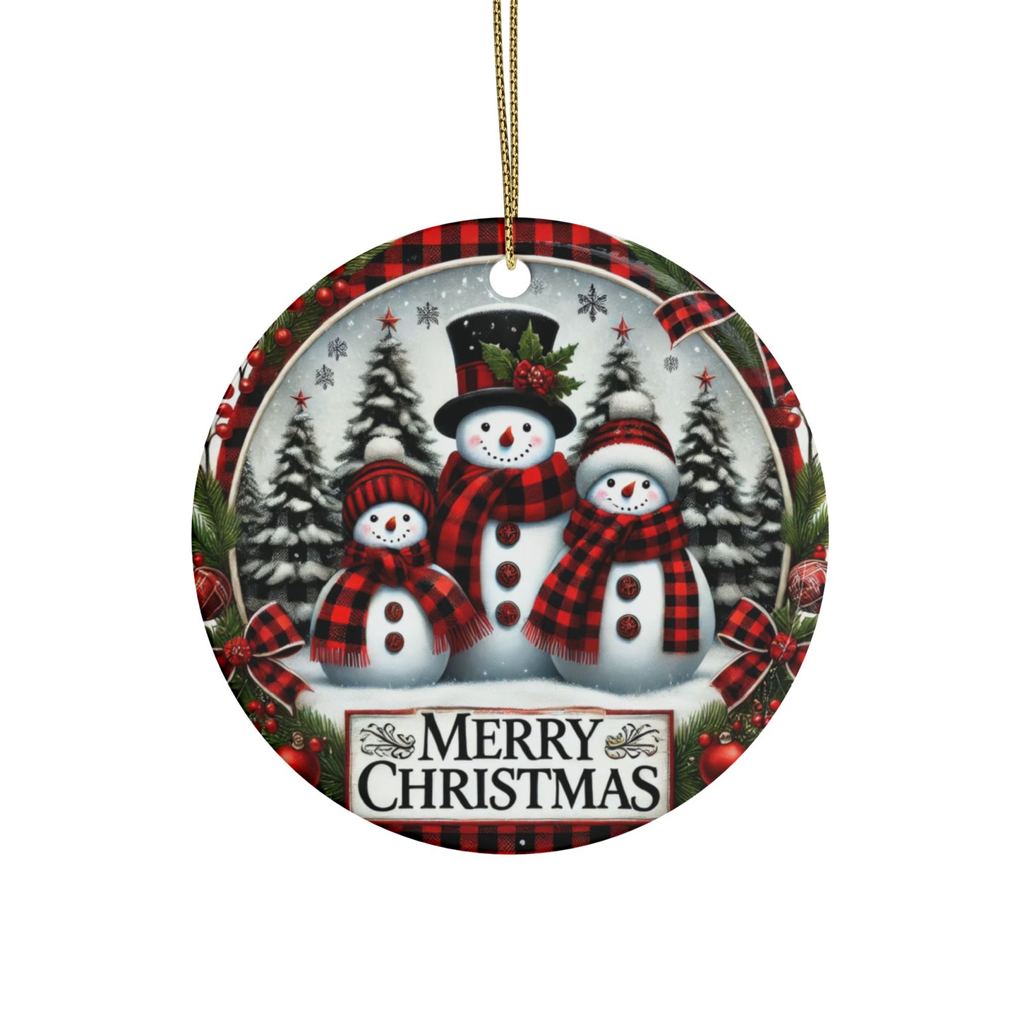 Merry Snowmen Trio Ceramic Ornaments - Set (1-20 pcs)