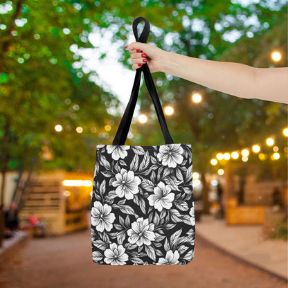 Monochrome Paradise Bloom Canvas Tote Bag
