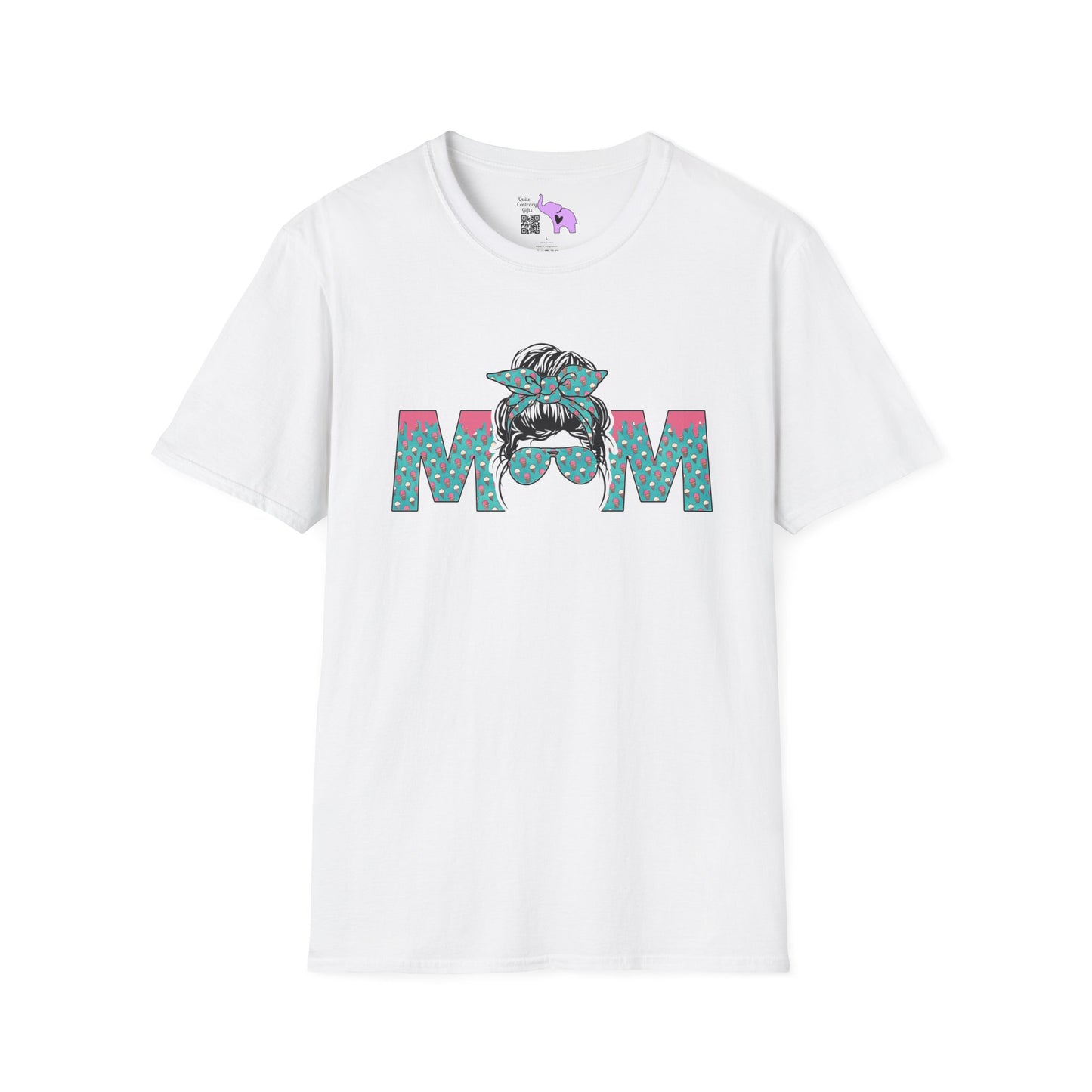 Mom (Teal/Pink Cheetah Print) Adult T-shirt