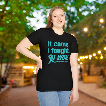 It Came I Fought I Won Cervical Cancer Survivor Adult T-shirt