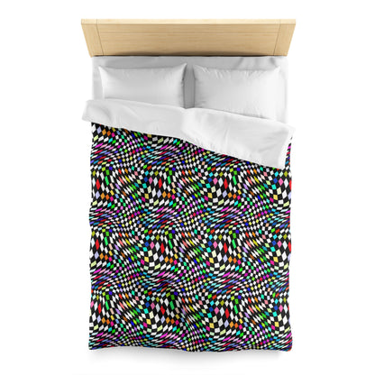 Warped Colorful Checkered Microfiber Duvet Cover