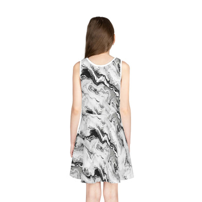 Frost Veil Marble Girls' Sleeveless Sundress