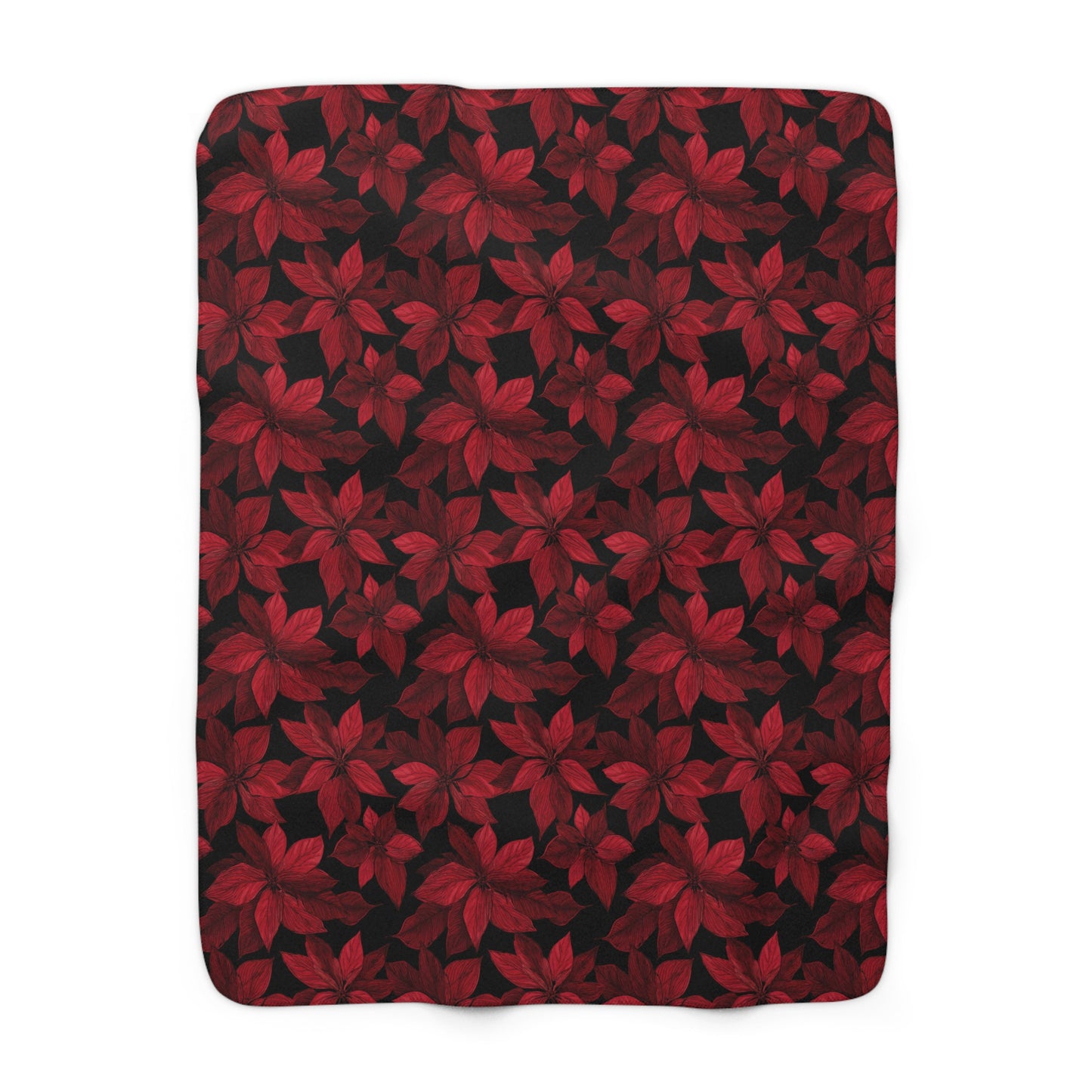 Midnight Poinsettia Garden Fleece Blanket