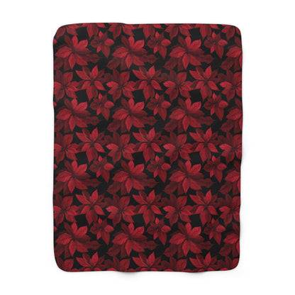 Midnight Poinsettia Garden Fleece Blanket