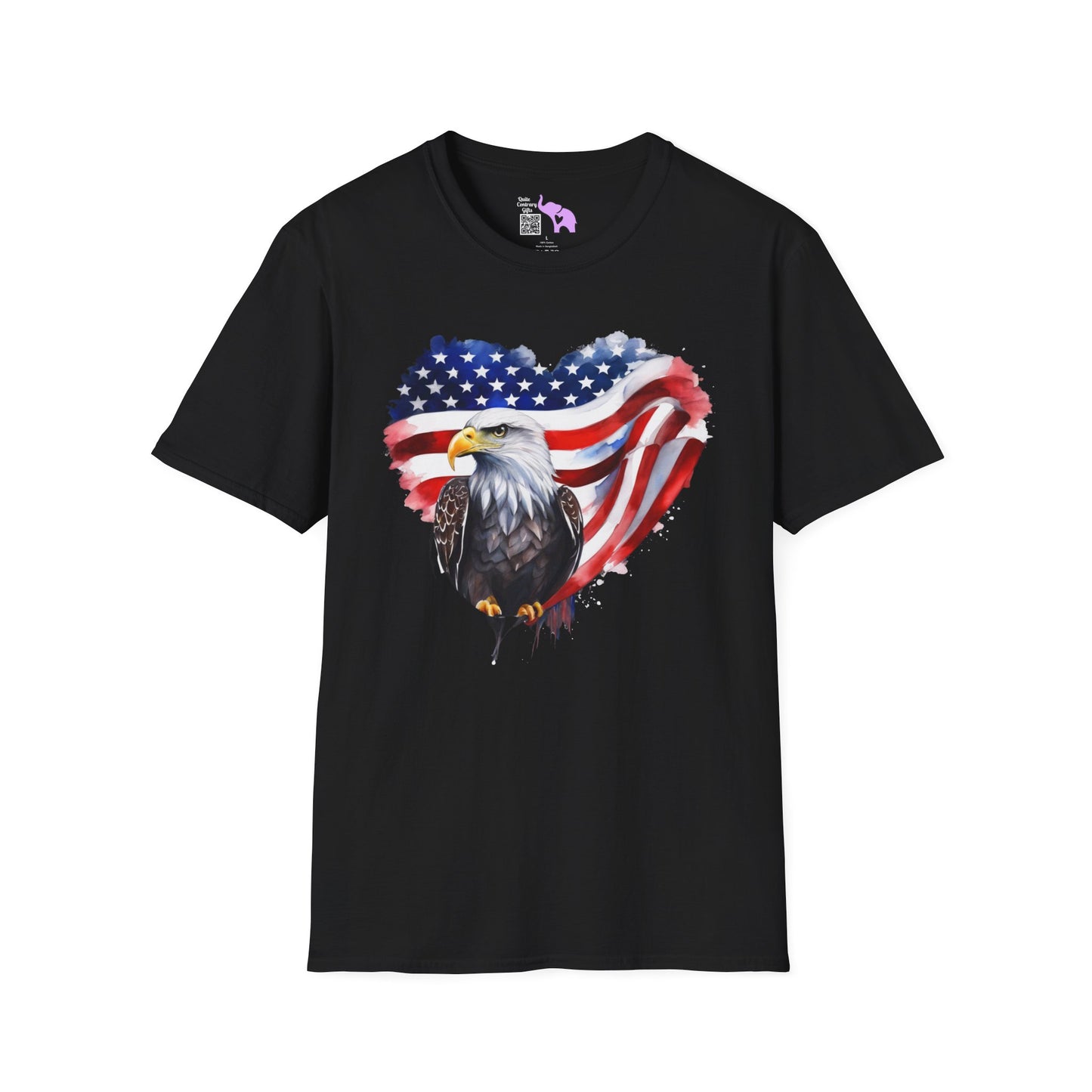 American Flag Heart w/Eagle Adult T-shirt