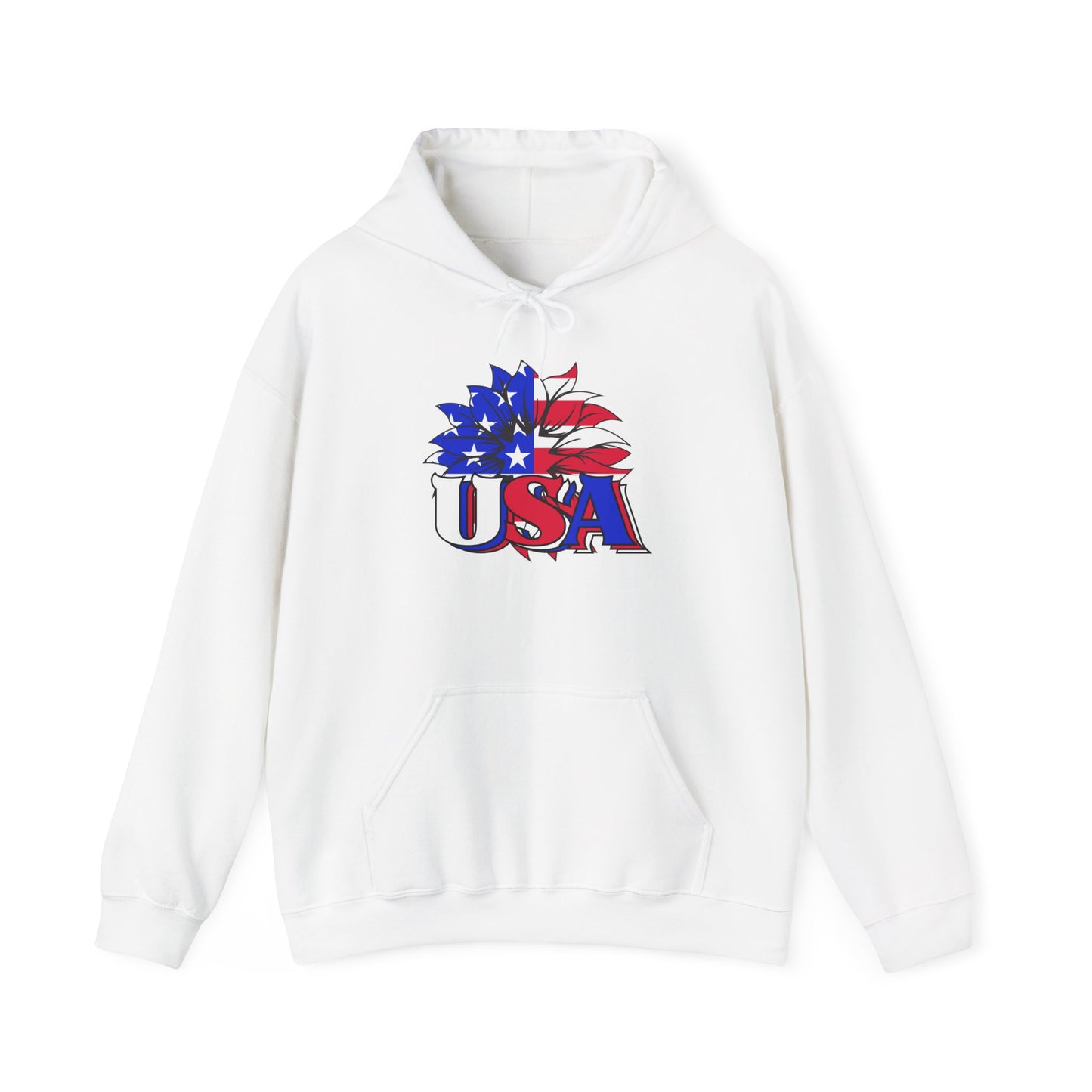 USA Red White & Blue Sunflower Heavy Blend™ Hooded Sweatshirt