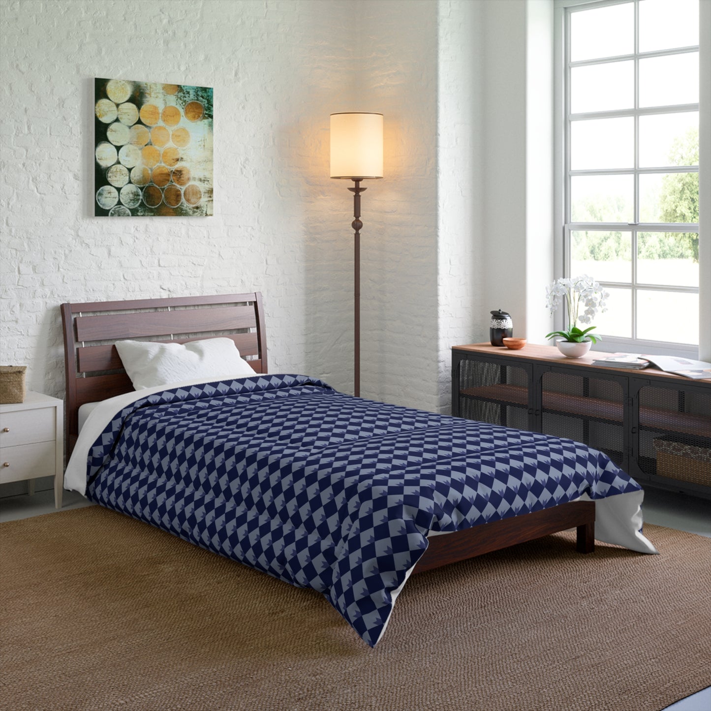 Diamond Bloom-Navy & Periwinkle Comforter