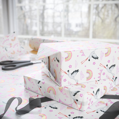 Baby Girl Stork Delivery Gift Wrap