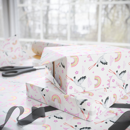 Baby Girl Stork Delivery Gift Wrap