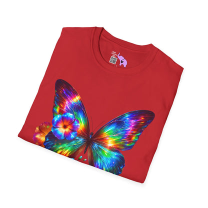 Colorful Butterfly & Flowers Adult T-shirt