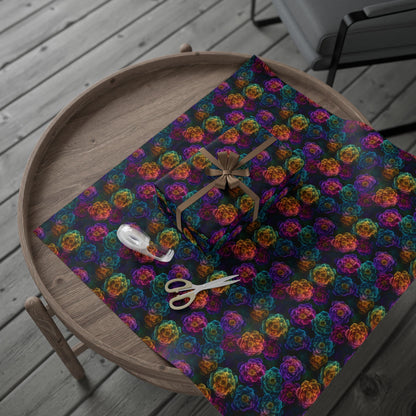 Neon Whisper Blooms Wrapping Paper