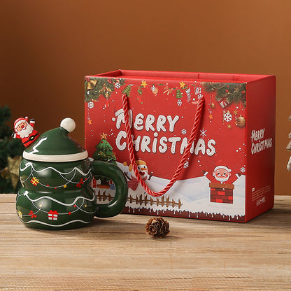 Christmas Mugs with Santa Hat Lids
