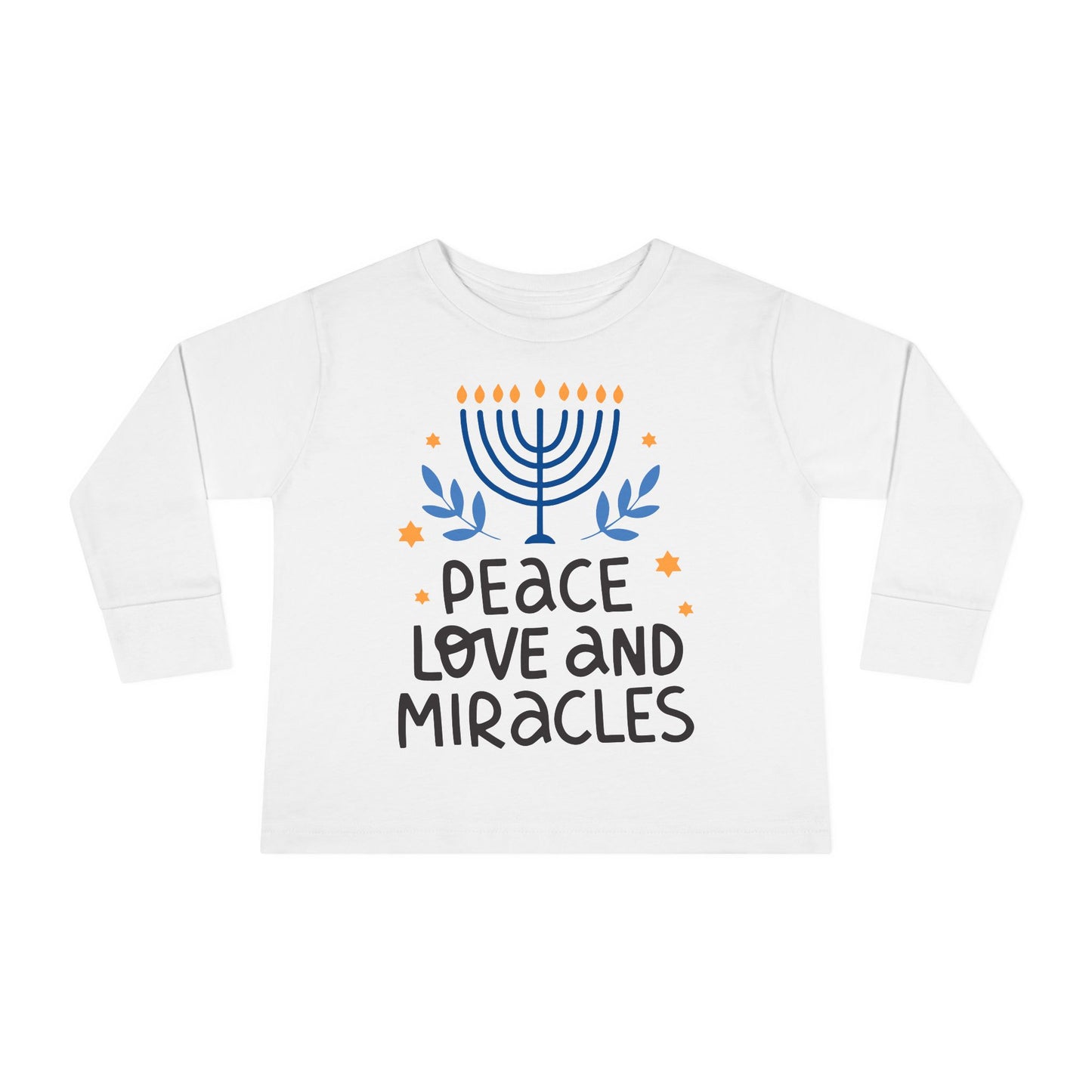 Hanukkah Peace Love & Miracles 1 Toddler Long Sleeve Tee