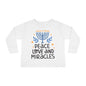 Hanukkah Peace Love & Miracles 1 Toddler Long Sleeve Tee