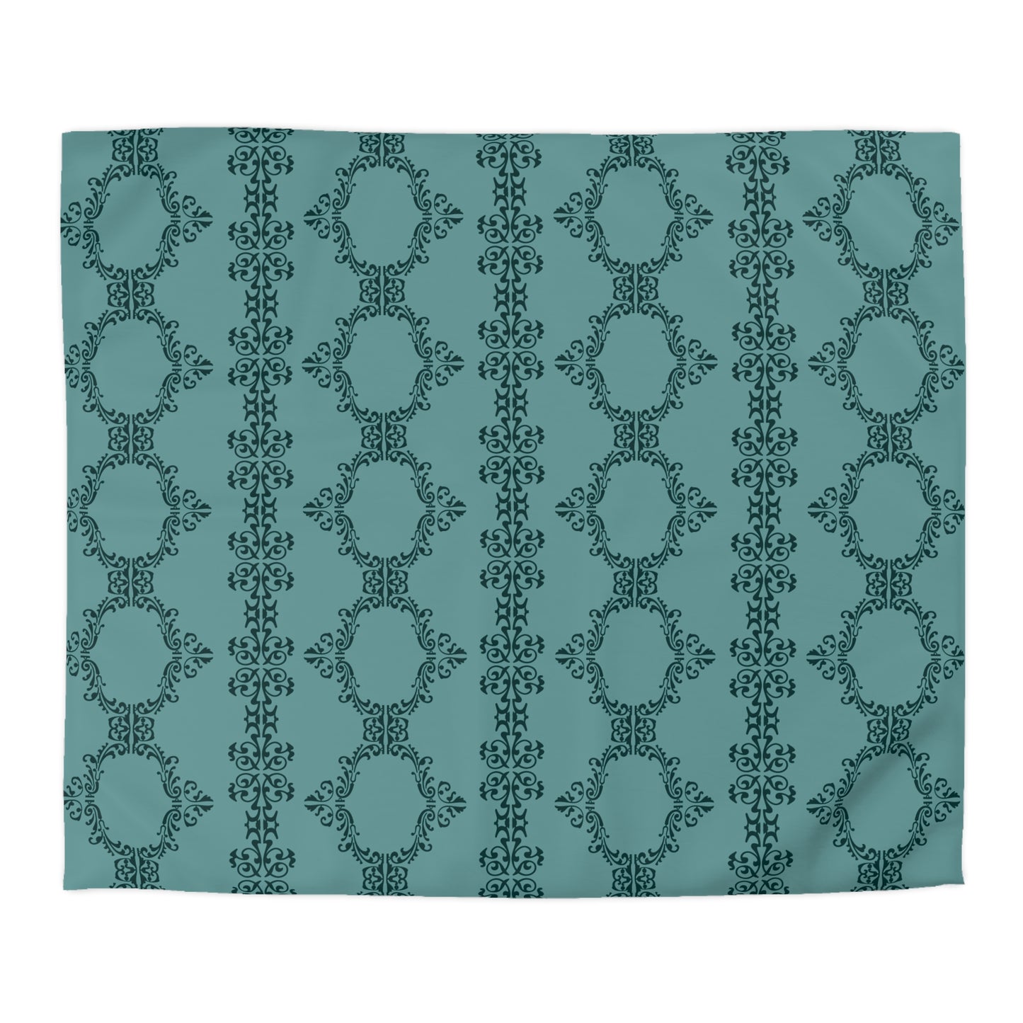 Teal Lace Pattern Duvet Bedding Set