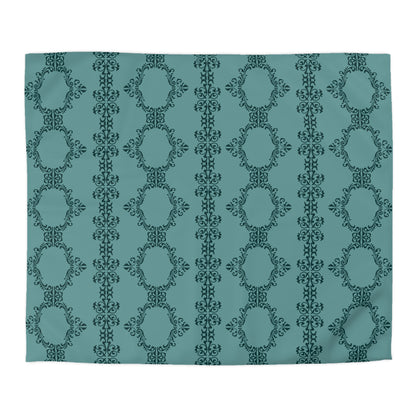Teal Lace Pattern Duvet Bedding Set