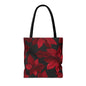 Midnight Poinsettia Garden Canvas Tote Bag