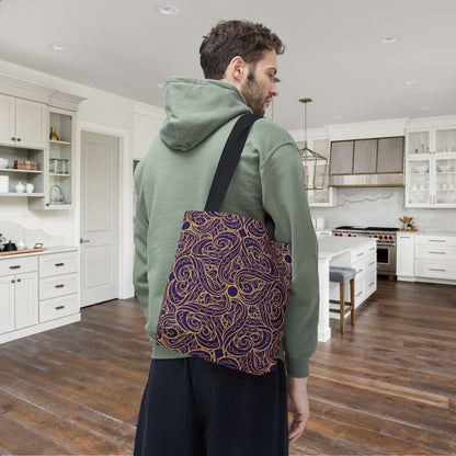 Golden Amethyst Radiance Mandala Canvas Tote Bag