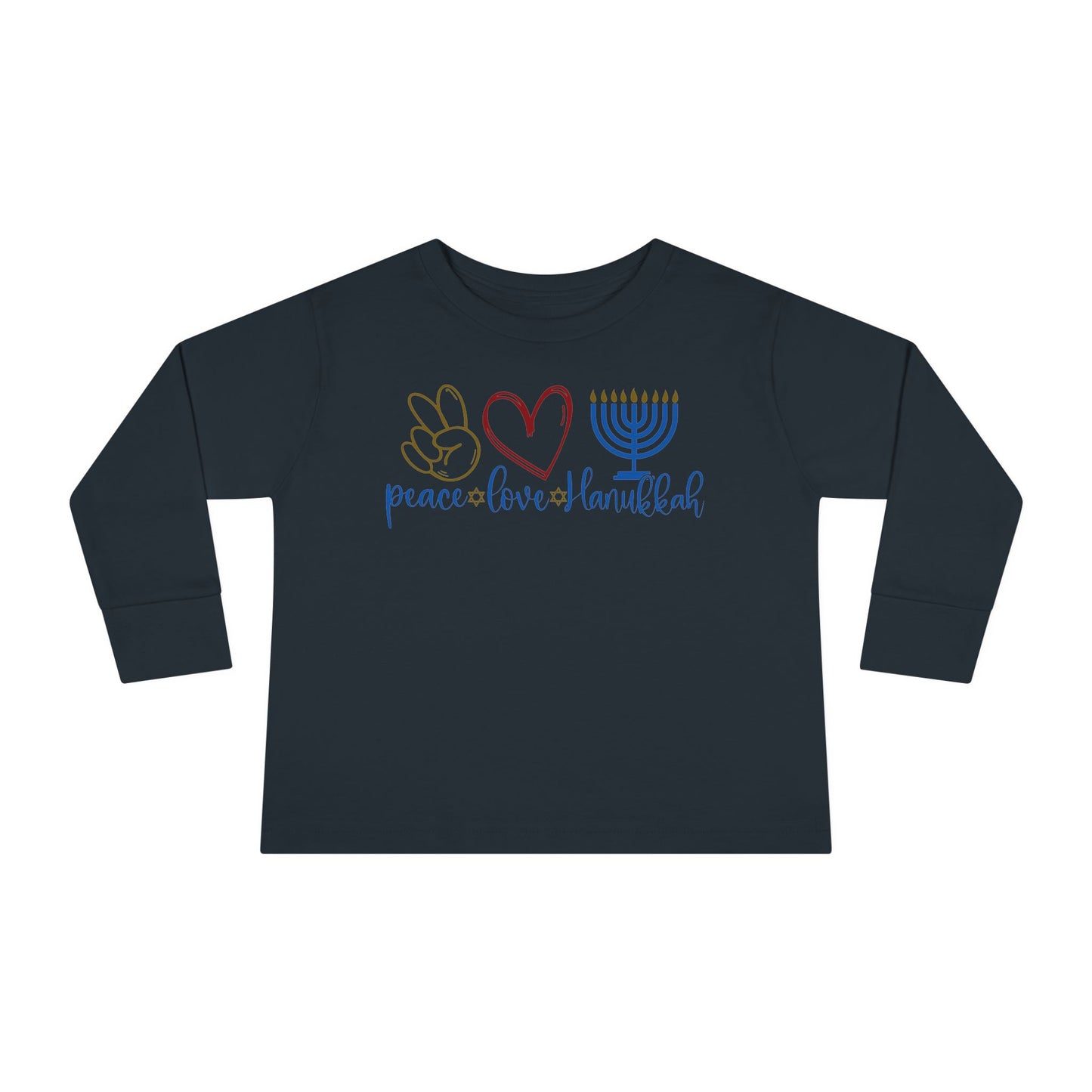 Peace Love Hanukkah Toddler Long Sleeve Tee