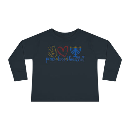 Peace Love Hanukkah Toddler Long Sleeve Tee