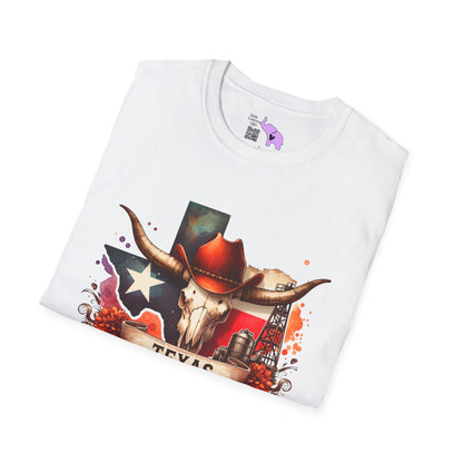 Texas Cow Skull w/Red Cowboy Hat Adult T-shirt