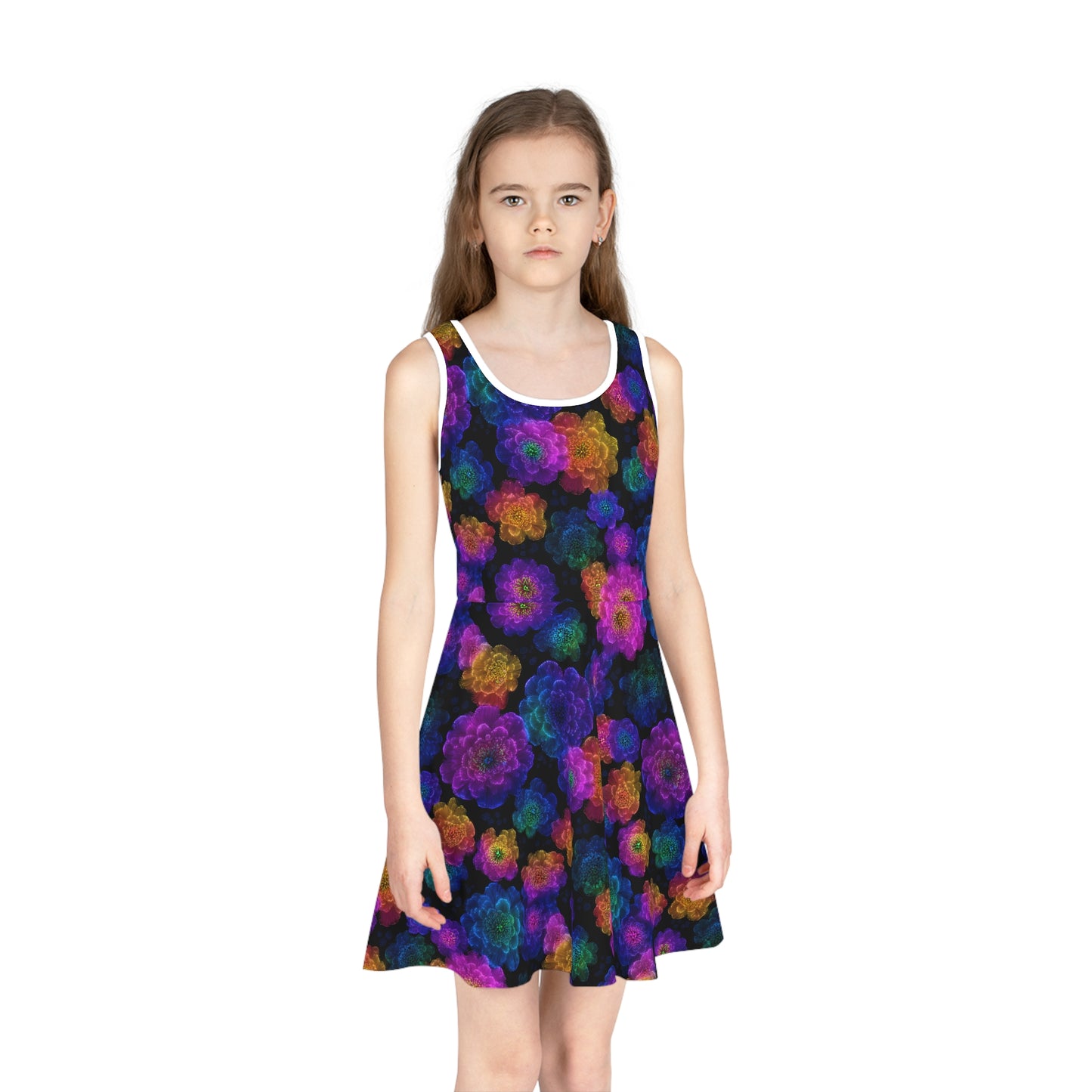 Luminous Carnations Girls' Sleeveless Sundress