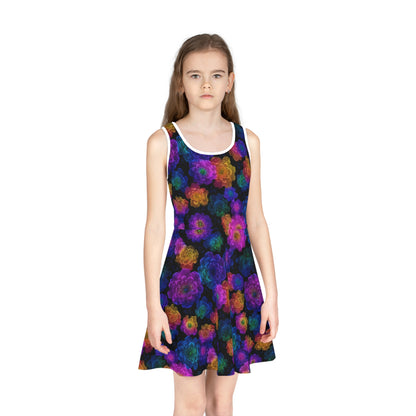 Luminous Carnations Girls' Sleeveless Sundress