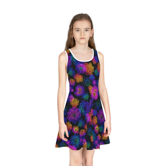 Luminous Carnations Girls' Sleeveless Sundress