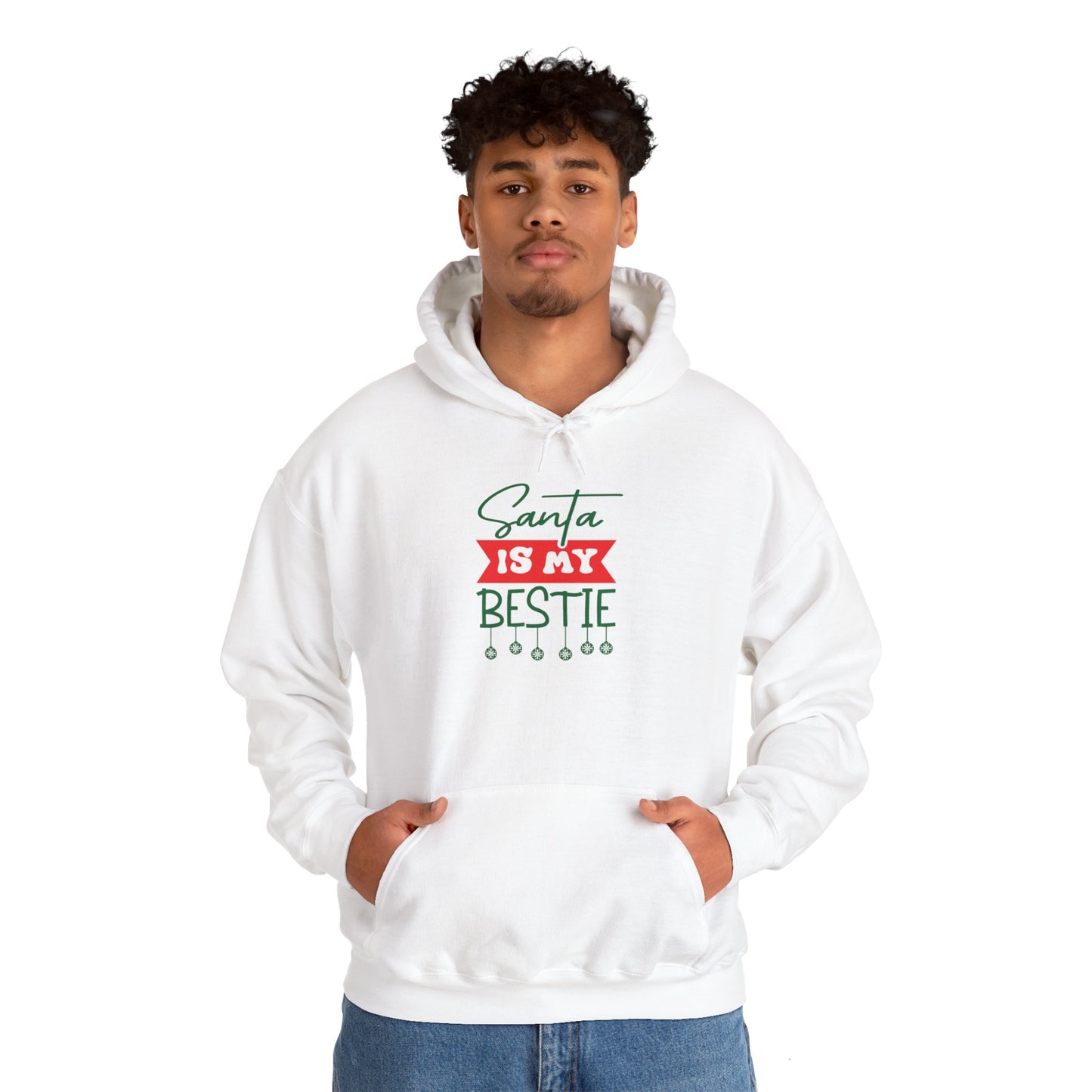 Santa Is My Bestie Adult Heavy Blend™ Hooded Sweatshirt