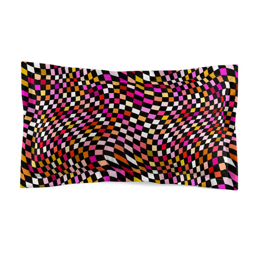 Warped Red Checkered Microfiber Pillow Sham
