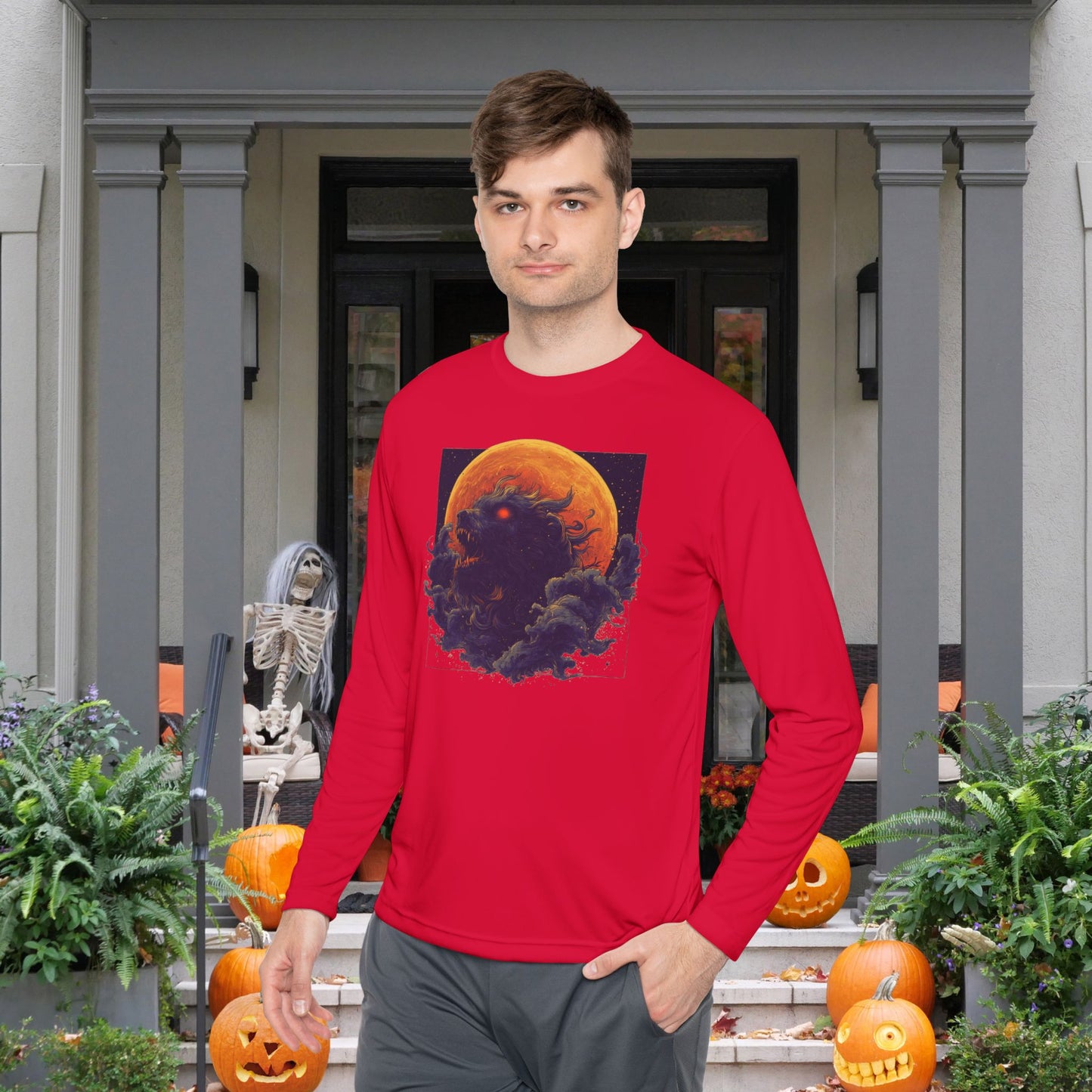 Halloween Monster Adult Long Sleeve Tee