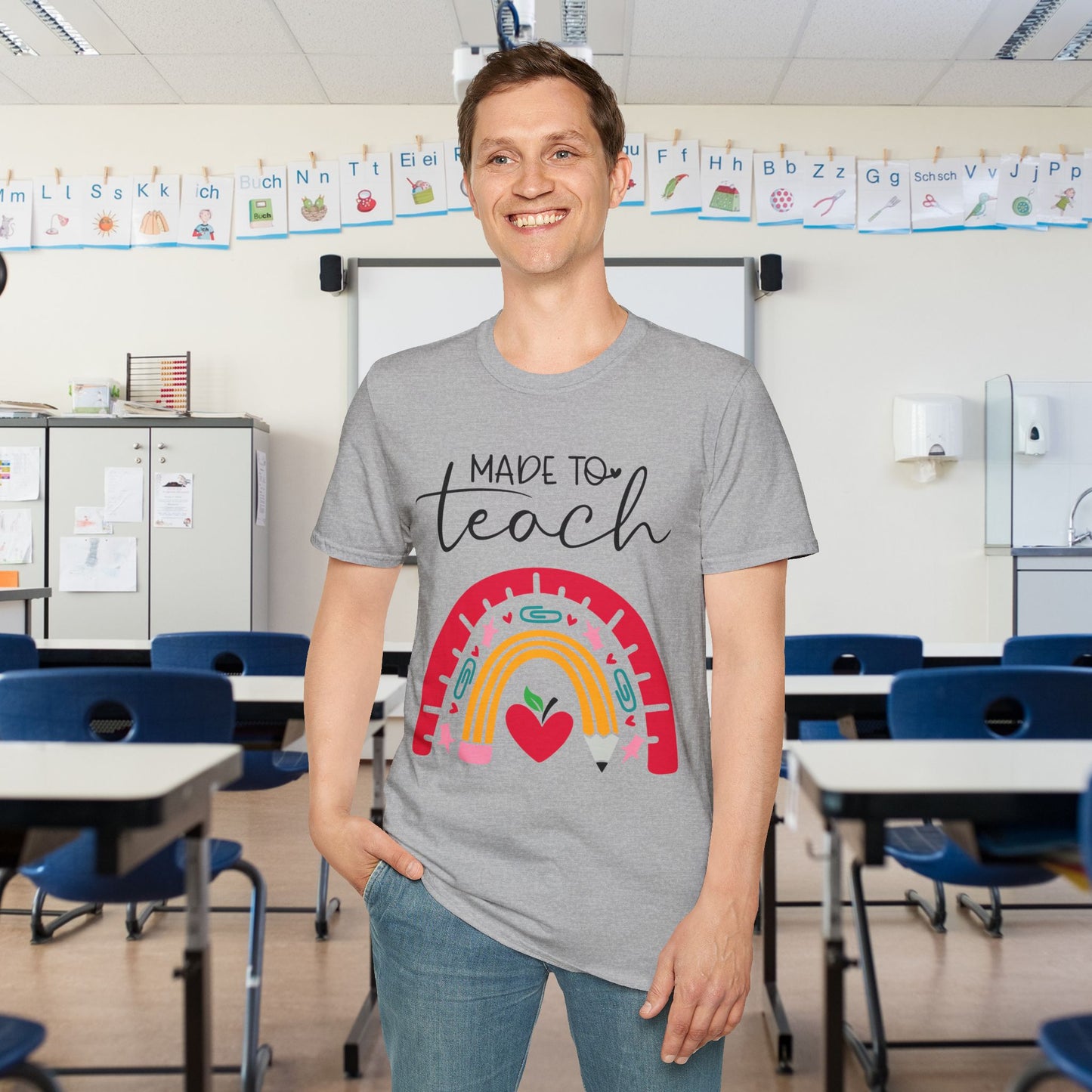 Made to Teach Rainbow Adult T-shirt