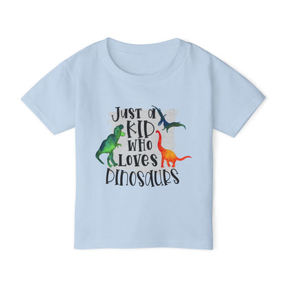 Just A Kid Who Loves Dinosaurs Heavy Cotton™ Toddler T-shirt