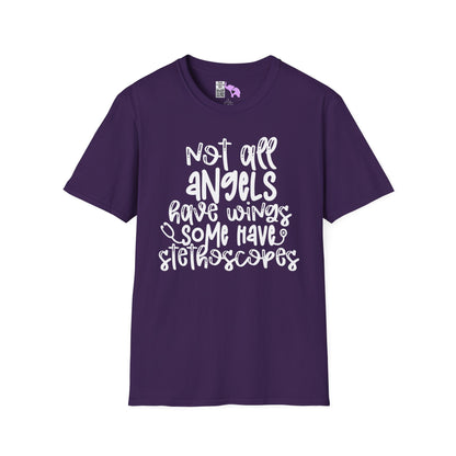 Not All Angels Wear Capes Some Wear Stethoscopes Adult T-shirt