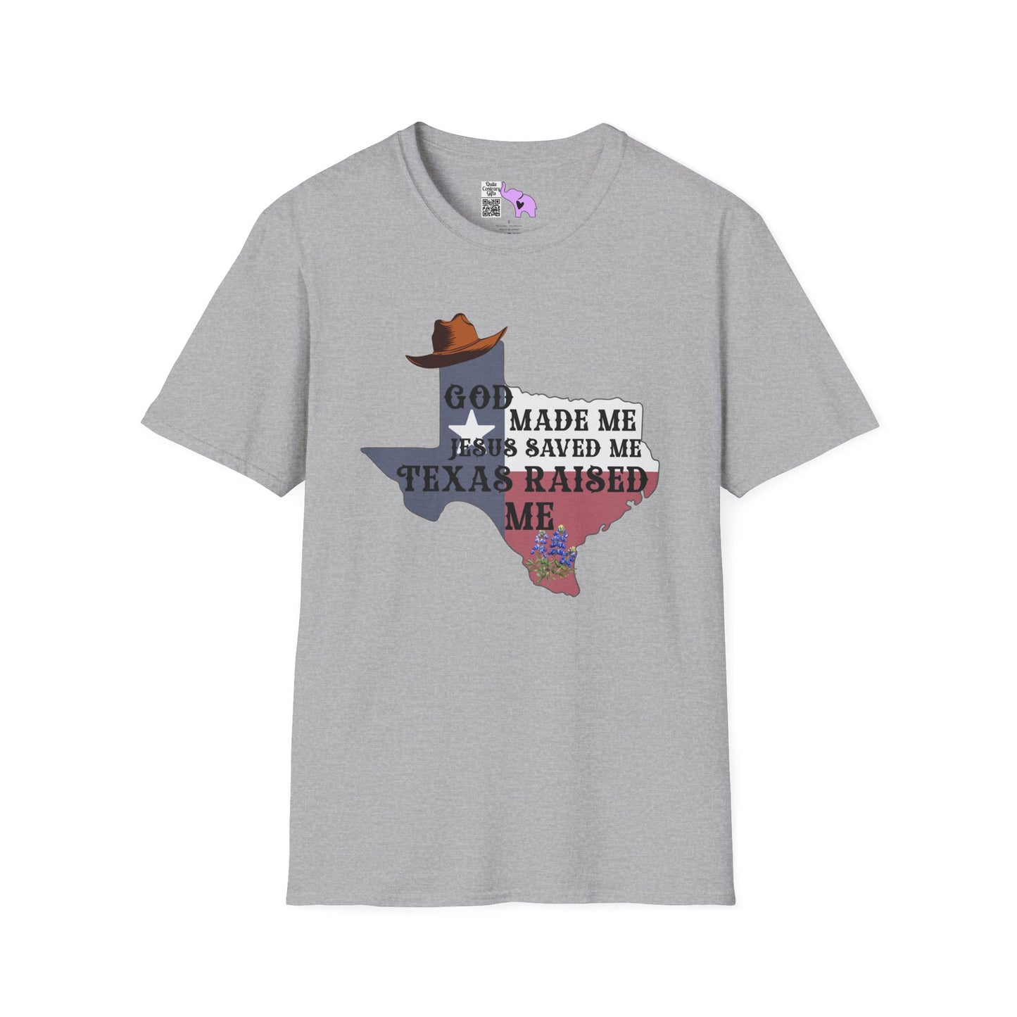 God Made Me Jesus Saved Me Texas Raised Me Adult T-shirt