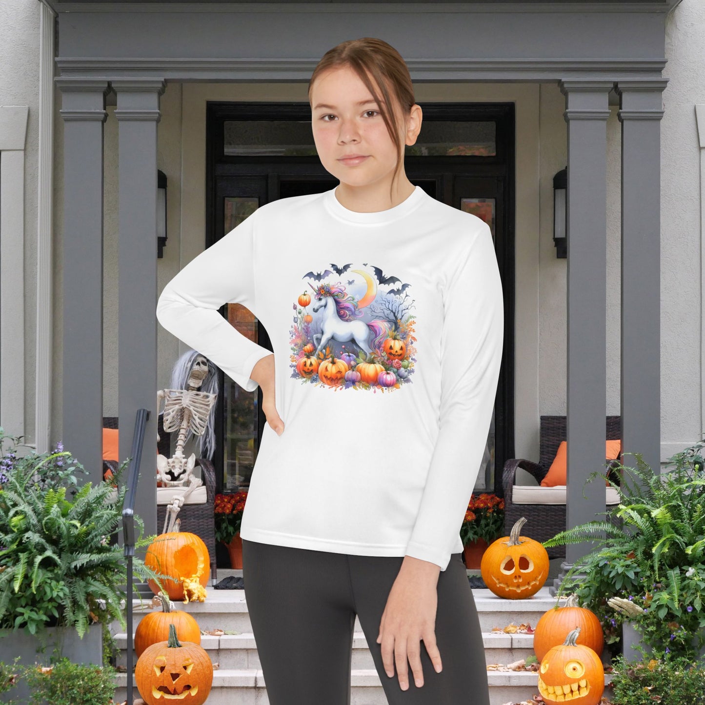 Halloween Unicorn Youth Long Sleeve Tee