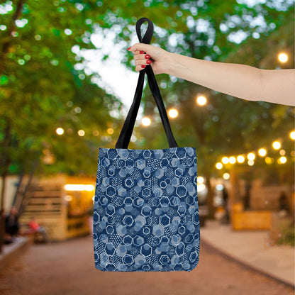 Blue Hexagons Canvas Tote Bag