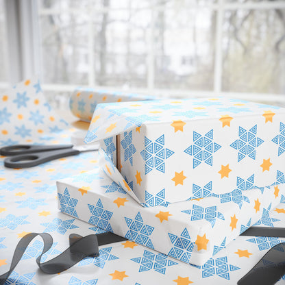 Blue/Gold Star of David Hanukkah Wrapping Paper