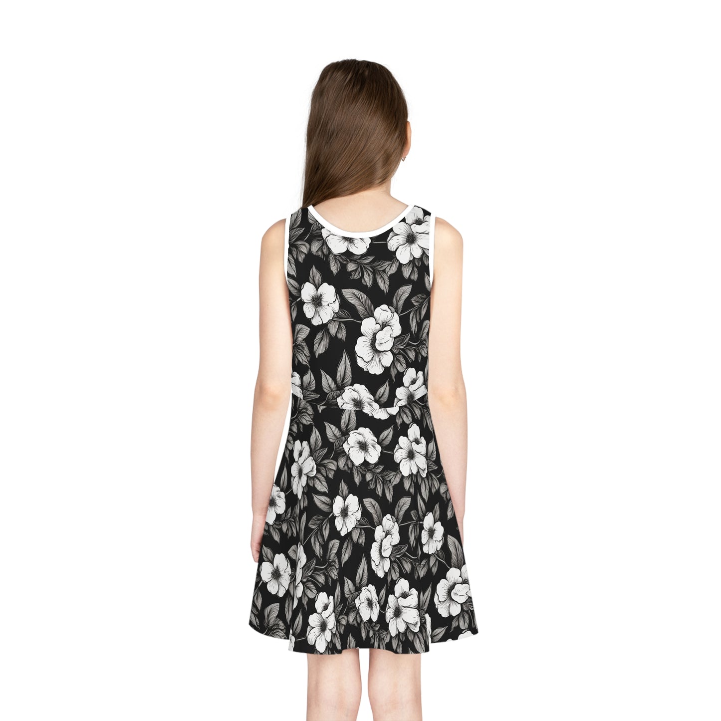 Black & White Daisies Girls' Sleeveless Sundress