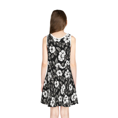 Black & White Daisies Girls' Sleeveless Sundress