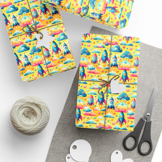 Pastel Rocket Dreams Wrapping Paper
